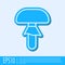 Blue line Mushroom icon isolated on grey background. Vector