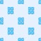 Blue line Music file document icon isolated seamless pattern on grey background. Waveform audio file format for digital