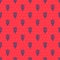 Blue line Neptune Trident icon isolated seamless pattern on red background. Vector