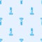 Blue line Neurology reflex hammer icon isolated seamless pattern on grey background. Vector