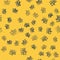 Blue line Oil platform in the sea icon isolated seamless pattern on yellow background. Drilling rig at sea. Oil platform