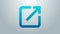 Blue line Open in new window icon isolated on grey background. Open another tab button sign. Browser frame symbol