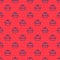 Blue line Pet carry case icon isolated seamless pattern on red background. Carrier for animals, dog and cat. Container