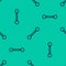 Blue line Piercing icon isolated seamless pattern on green background. Vector