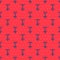 Blue line Pogo stick jumping toy icon isolated seamless pattern on red background. Vector