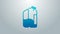 Blue line Printer ink bottle icon isolated on grey background. 4K Video motion graphic animation