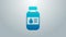 Blue line Printer ink bottle icon isolated on grey background. 4K Video motion graphic animation