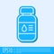 Blue line Printer ink bottle icon isolated on grey background. Vector