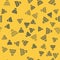 Blue line Prisoner icon isolated seamless pattern on yellow background. Vector Illustration