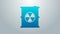 Blue line Radioactive waste in barrel icon isolated on grey background. Toxic refuse keg. Radioactive garbage emissions