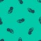 Blue line Reddish eye due to virus, bacterial or allergic conjunctivitis icon isolated seamless pattern on green