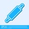 Blue line Rolling pin icon isolated on grey background. Vector Illustration