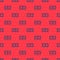 Blue line Russian ruble banknote icon isolated seamless pattern on red background. Vector