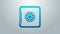 Blue line Safe icon isolated on grey background. The door safe a bank vault with a combination lock. Reliable Data