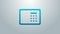 Blue line Safe icon isolated on grey background. The door safe a bank vault with a combination lock. Reliable Data