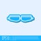 Blue line Safety goggle glasses icon isolated on grey background. Vector Illustration