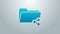 Blue line Share folder icon isolated on grey background. Folder sharing. Folder transfer sign. 4K Video motion graphic