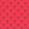 Blue line Shirt icon isolated seamless pattern on red background. T-shirt. Vector