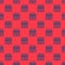 Blue line Slot machine with lucky sevens jackpot icon isolated seamless pattern on red background. Vector