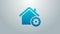 Blue line Smart home settings icon isolated on grey background. Remote control. 4K Video motion graphic animation