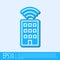 Blue line Smart home with wireless icon isolated on grey background. Remote control. Internet of things concept with