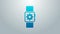 Blue line Smartwatch setting icon isolated on grey background. Smart watch settings. 4K Video motion graphic animation