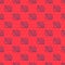 Blue line Snail icon isolated seamless pattern on red background. Vector