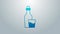 Blue line Soju bottle icon isolated on grey background. Korean rice vodka. 4K Video motion graphic animation