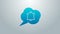 Blue line Speech bubble with chat notification icon isolated on grey background. New message, dialog, chat, social