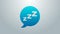 Blue line Speech bubble with snoring icon isolated on grey background. Concept of sleeping, insomnia, alarm clock app