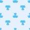 Blue line Stamp icon isolated seamless pattern on grey background. Vector