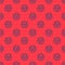 Blue line Steering wheel icon isolated seamless pattern on red background. Car wheel icon. Vector Illustration
