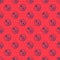 Blue line Subsets, mathematics, a is subset of b icon isolated seamless pattern on red background. Vector