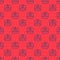 Blue line Sunset icon isolated seamless pattern on red background. Vector