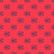 Blue line Tobacco leaf shop icon isolated seamless pattern on red background. Tobacco leaves. Vector