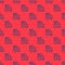 Blue line Tractor icon isolated seamless pattern on red background. Vector