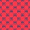 Blue line Treasure chest icon isolated seamless pattern on red background. Vector