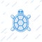 Blue line Turtle icon isolated on white background. Vector.