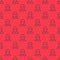 Blue line Vandal icon isolated seamless pattern on red background. Vector