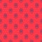 Blue line Viking head icon isolated seamless pattern on red background. Vector