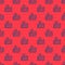 Blue line Vineyard wine grapes hills farm icon isolated seamless pattern on red background. Vine plantation hills