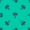 Blue line Vote icon isolated seamless pattern on green background. Vector