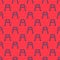 Blue line Walker for disabled person icon isolated seamless pattern on red background. Vector