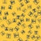 Blue line Wanted poster icon isolated seamless pattern on yellow background. Reward money. Dead or alive crime outlaw