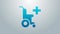 Blue line Wheelchair for disabled person icon isolated on grey background. 4K Video motion graphic animation