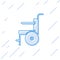 Blue line Wheelchair for disabled person icon  on white background. Vector