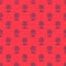 Blue line Worker location icon isolated seamless pattern on red background. Vector