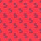Blue line Worm icon isolated seamless pattern on red background. Fishing tackle. Vector