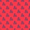 Blue line Yacht sailboat or sailing ship icon isolated seamless pattern on red background. Sail boat marine cruise