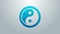 Blue line Yin Yang symbol of harmony and balance icon isolated on grey background. 4K Video motion graphic animation